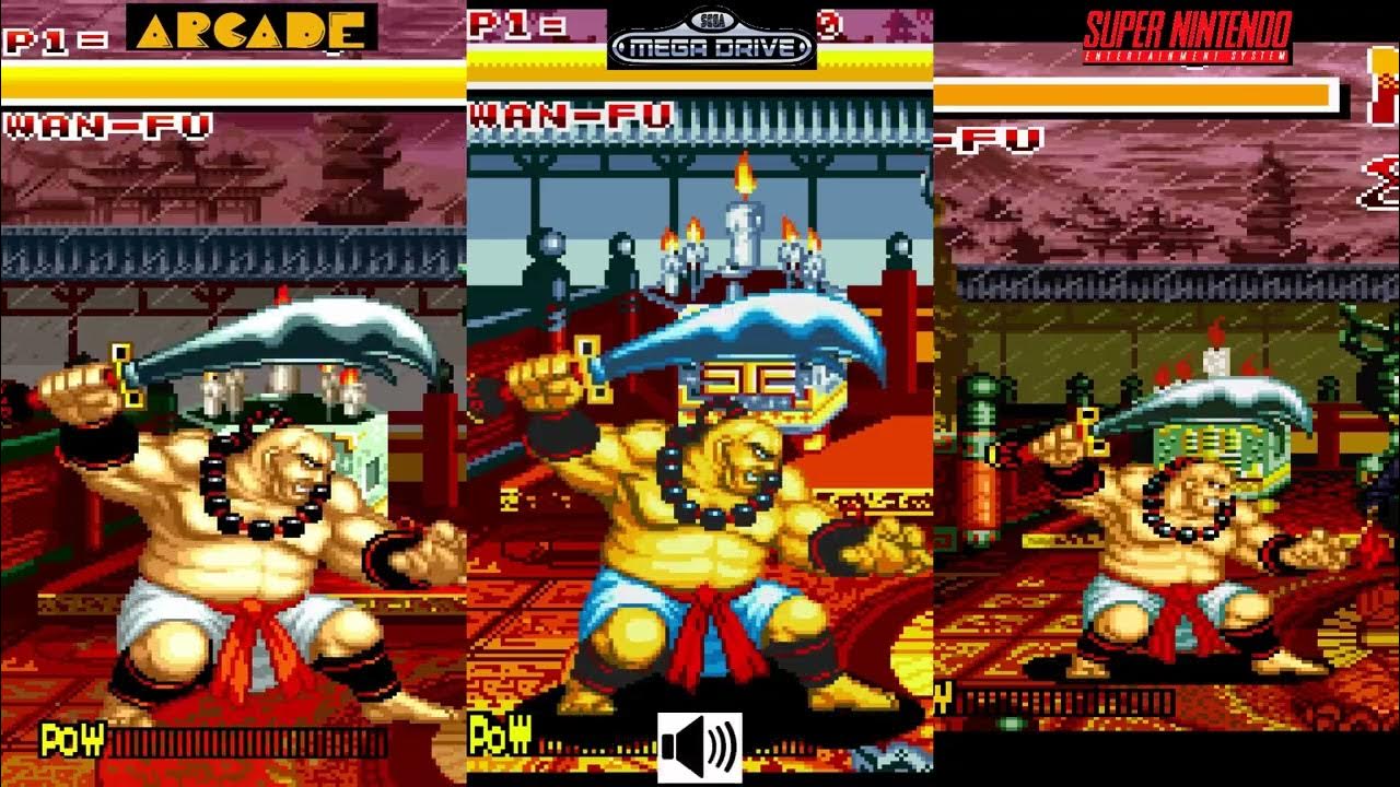 Samurai Shodown Wan Fu Comparison Arcade VS Megadrive VS SNES Console