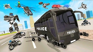 Police Robot Bus Helicopter Battle of City: Grand Police Robot Game | Android iOS Gameplay