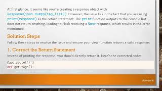 Solving the TypeError: The view function did not return a valid response in Flask