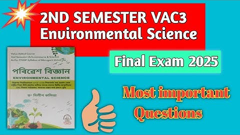 b.a b.sc and b.com 2nd Semester VAC3 environmental science question paper #babscbcom #2ndsemester