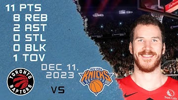 Jakob Poeltl player Highlights RAPTORS vs KNICKS NBA Regular season game 11-12-2023