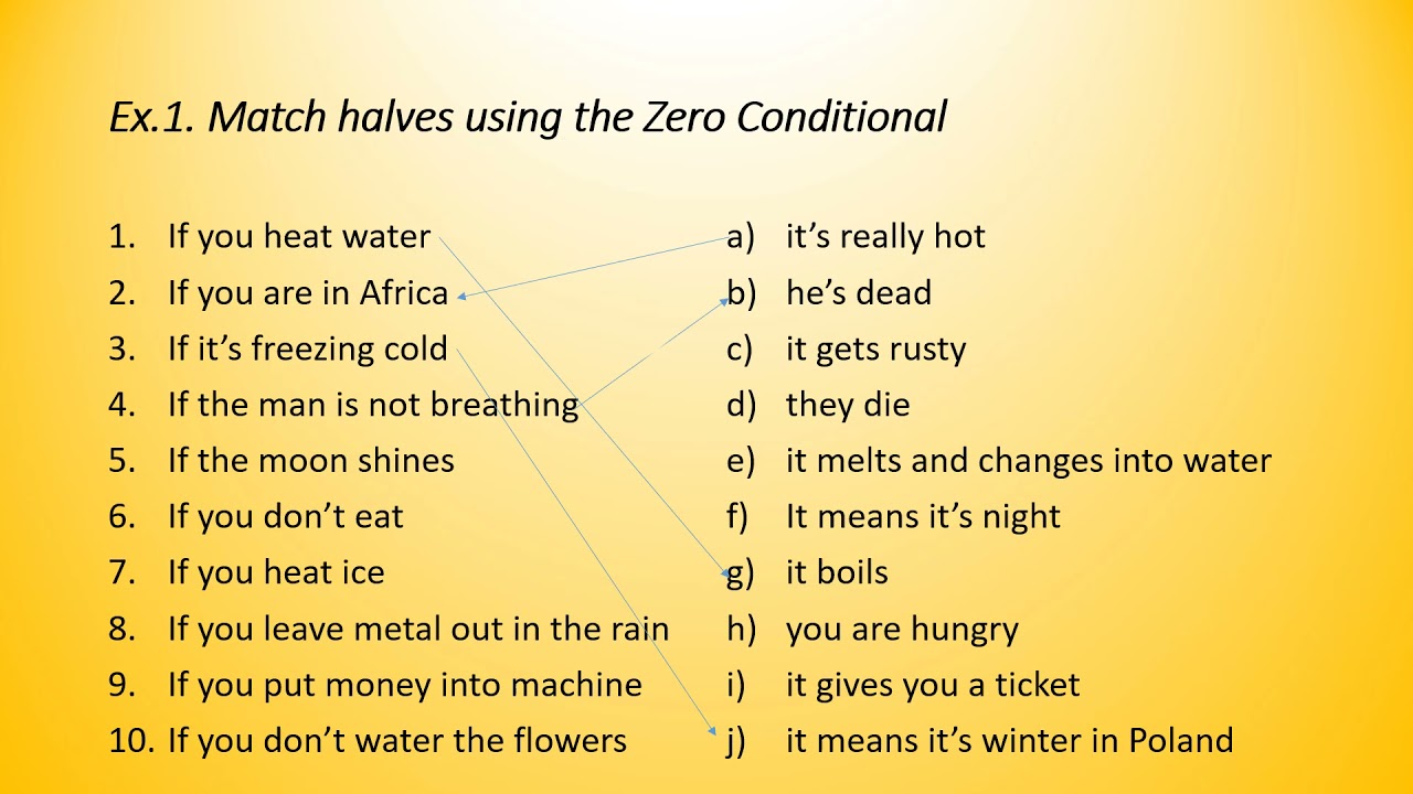 Match the halves to make sentences. Zero conditional exercises упражнения. Zero vs first conditional exercises. Zero and first conditional упражнения. Conditional 0 упражнения.