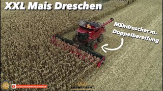 Mähdrescher mit Doppelbereifung! XXL Mais dreschen m. CASE 7250 Axial-Flow Könermais Ernte