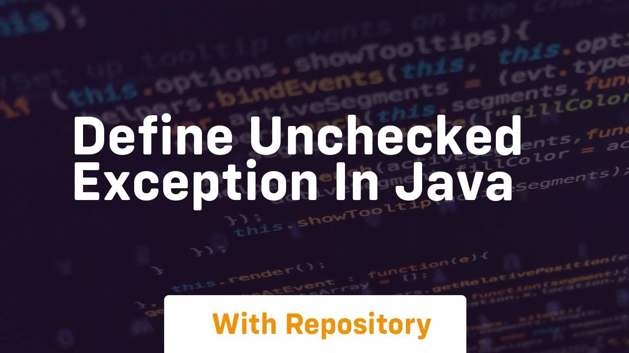 define unchecked exception in java - YouTube