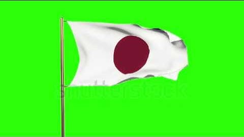 Japan flag with cloud waving in the wind. Green screen, alpha matte. Loopable animation Stock video