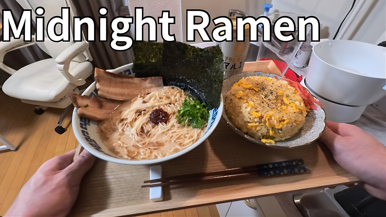 Japanese Salaryman's Midnight Ramen: Ichiran-Style Tonkotsu Before Work Tomorrow