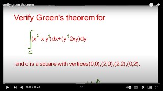 Verify green's theorem