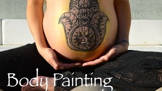 Make up pregnant Hamsa Body Painting - Maternity Belly Painting