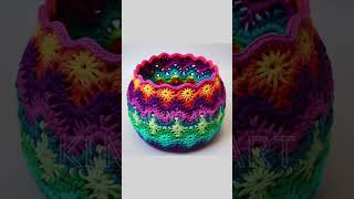 ? MULTICOLOR ?LEFTOVER YARN  ?FRUIT/ VEGETABLE?STORAGE BASKET ?DESIGN AI DESIGN IDEAS