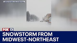Snowstorm moving from Midwest to Northeast, flight cancelations | FOX 13 Seattle
