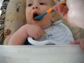 Funny baby hates sweet potatoes