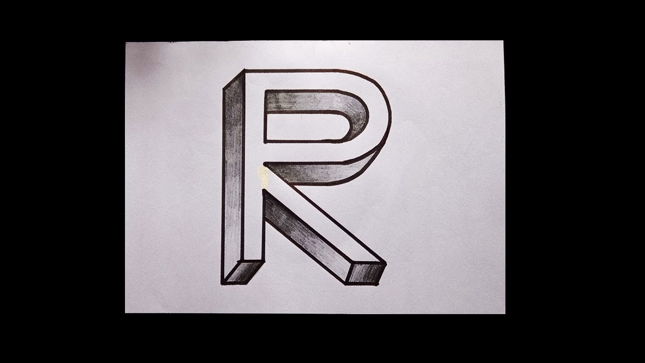 How to draw latter R in 3D | Letter R in 3D | Pencil shaded 3D letter ...