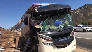 Incredible! RV Crash on Freeway Caught on Video. Solar Power system survived!