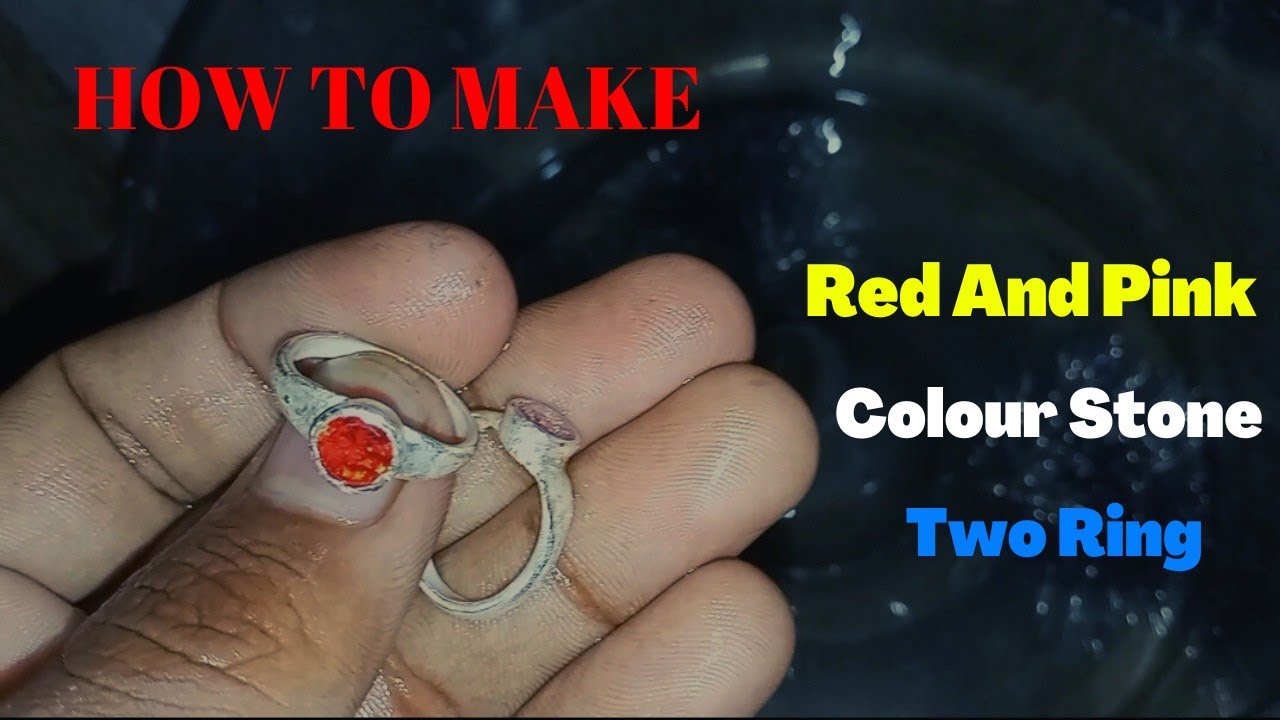 || How are two silver rings || made with [ red and pink ]....stones ...