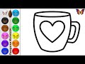 Как нарисовать ПОСУДУ / мультик раскраска ЧАШКА  для детей / Учим цвета / Раскраски Малышам