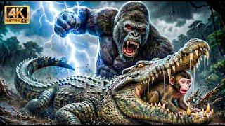King Kong Vs Giant Crocodile Epic Fight For Baby Monkey  King Kong Movie