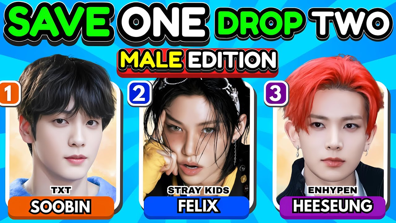 SAVE ONE DROP TWO: MOST POPULAR K-POP IDOLS MALE EDITION❗✨| K-Pop Quiz Game 2025
