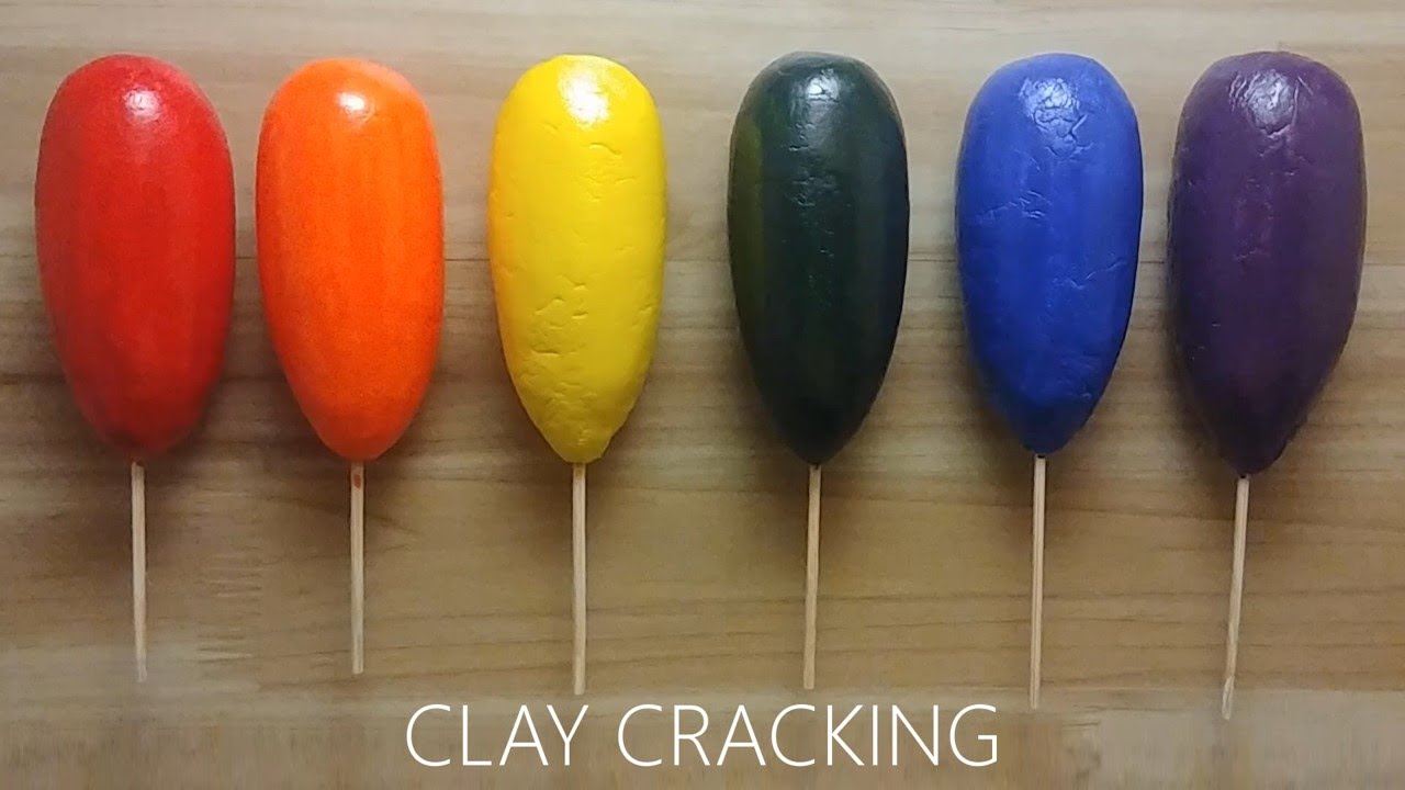 Rainbow corn dog clay cracking 2 천사점토 무지개 핫도그 점토 부수기
