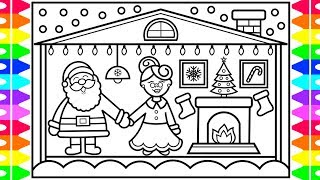 How to Draw SANTA CLAUS and MRS. CLAUS for Kids 🎅🤶❤️💚Christmas Drawing and Coloring Page for Kids