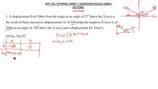 PHY 101 TUTORIAL SHEET 1 VECTORS (X and Y components of vectors) by Harmtedy #TS1Q1 PHY LMMU