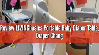 Review LIVINGbasics Portable Baby Diaper Table, Diaper Changing Table with Wheels, Large Storage Bas