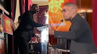 JAMIE FOXX JOKES ABOUT FANS CLAIMING HE WAS CLONED AT THE AAFCA CEREMONY