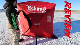 BEST Eskimo 3 Man Pop Up Ice Shelter Tent REVIEW!!! / Quickfish MUST BUY!!  