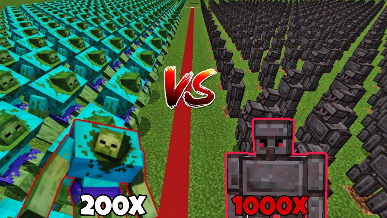 1000 Netherite Iron Golems vs 200 Mutant Zombies – Epic Minecraft Battle