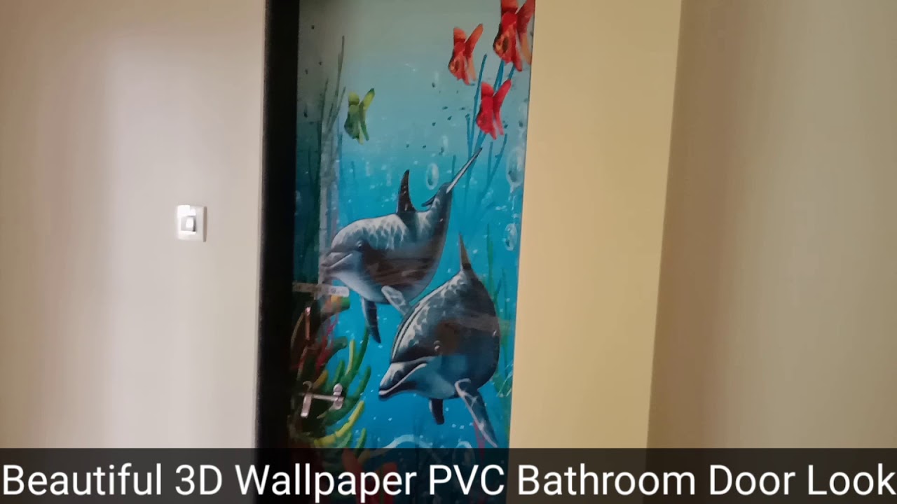 Beautiful 3D Wallpaper PVC Bathroom Door Look YouTube