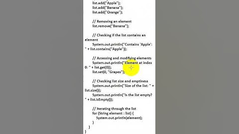 important methods of arraylist in java