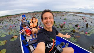 Family Boat Trip!! LOTUS LAKE + Homestay Thai Food! | Unseen Thailand, Thale Noi, Phatthalung screenshot 2