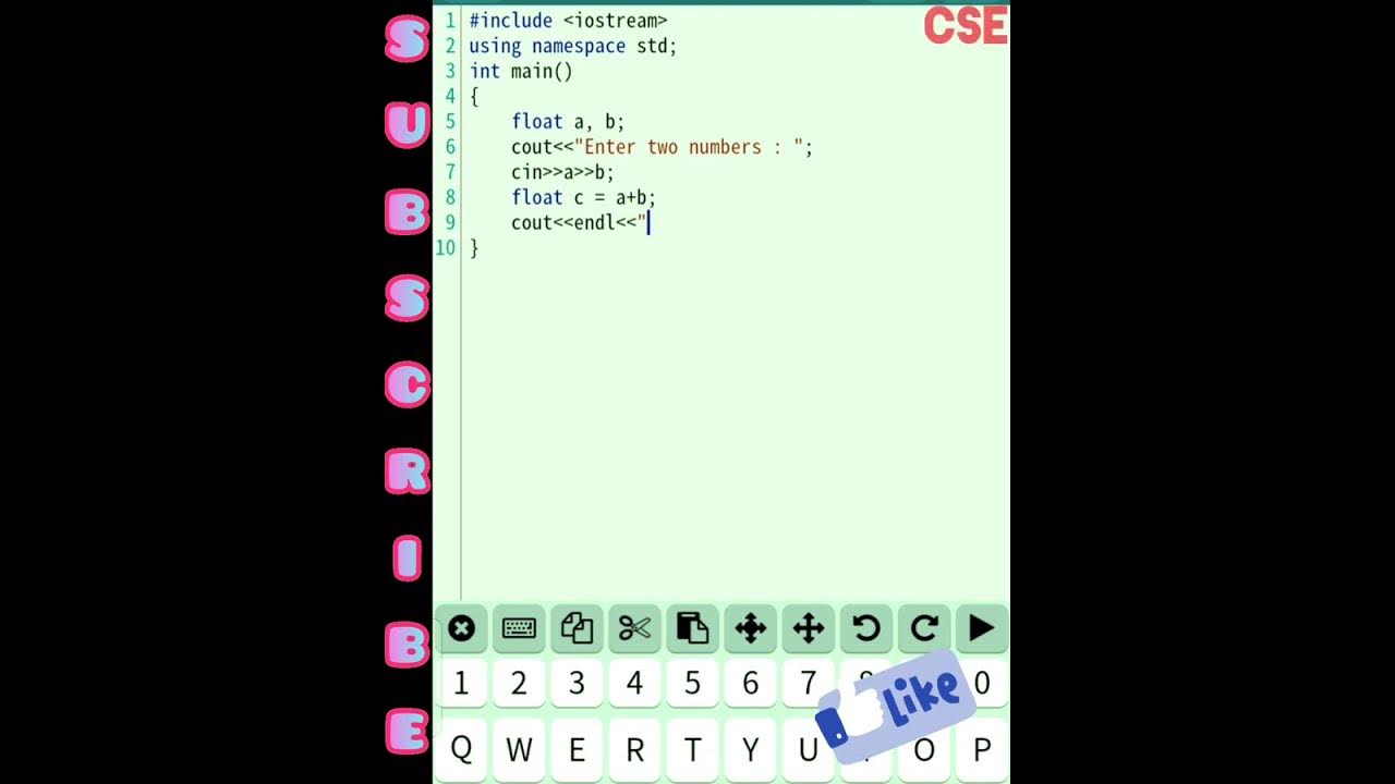 Addition of two numbers in C++ programming language || #shorts #coding ...