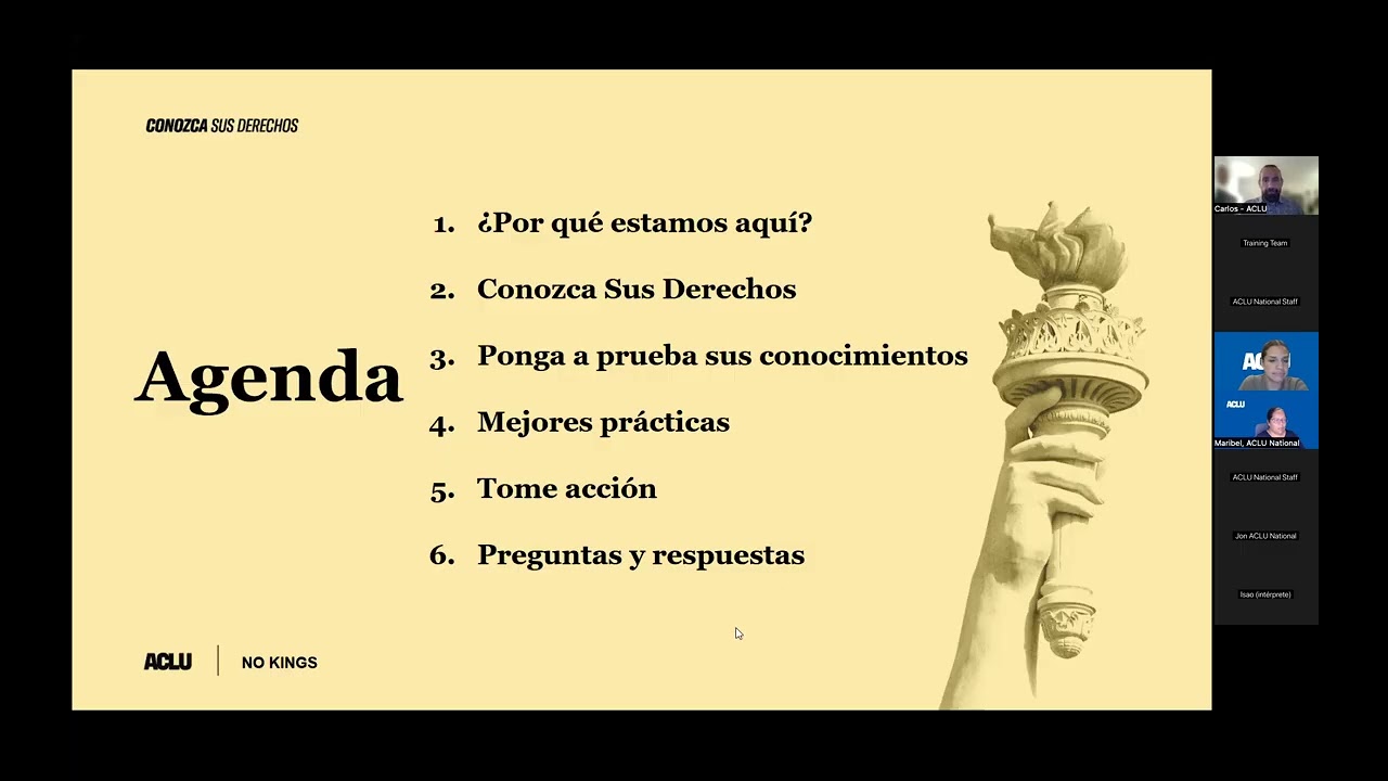 Conozca sus derechos: Derechos de protesta y prácticas de seguridad (para todos los participantes)