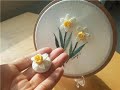 (프랑스자수) 수선화자수 싸개단추 Daffodil embroidery button