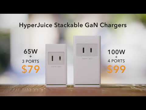 World's First - HyperJuice Stackable GaN Charger (65W & 100W USB-C)