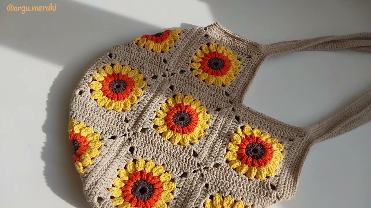 Motifli Çanta Modeli / Ayçiçeği Çanta / Crochet Bag Pattern