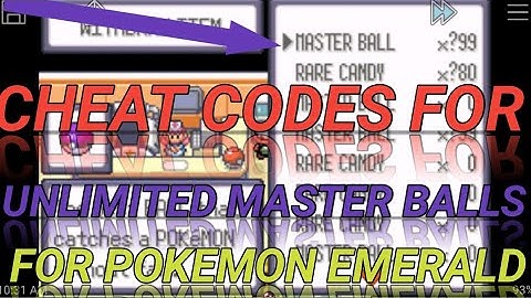 Cheat codes for UNLIMITED MASTER BALLS for Pokemon emerald | Gaming Robo