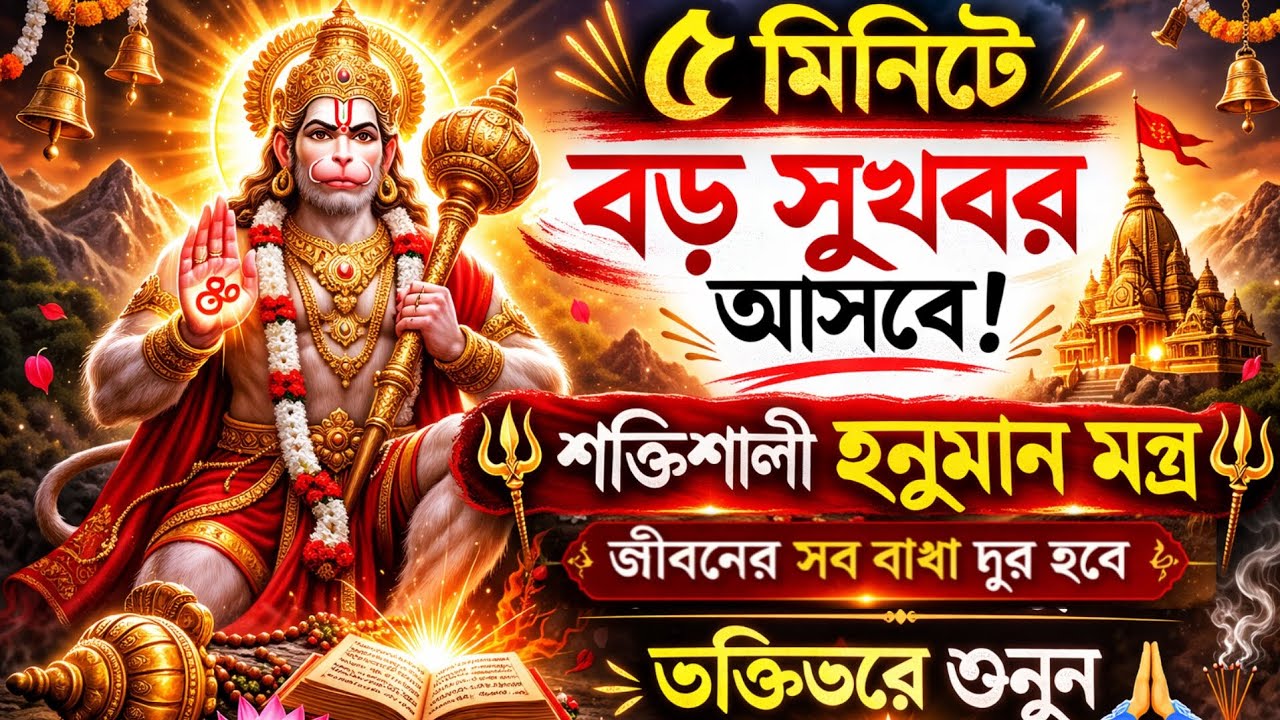 ৫ মিনিট শুনলেই বড় সুখবর আসবে। একটিবার অবশ্যই শুনুন এই হনুমান মন্ত্রটি🔥।Hanuman Mantra For Good News