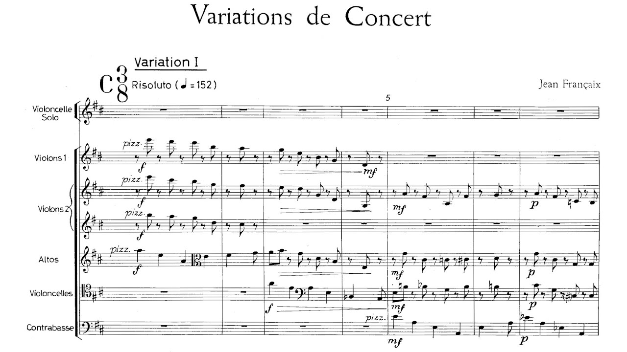 Score] Jean Françaix - Variations de Concert (1950) for cello and