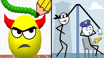 Draw To Smash: Logic Puzzle vs Stickman Thief: Brain Puzzle | Hard Levels | Satisfying ASMR Gameplay