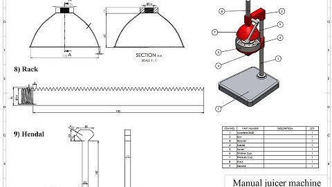 Juicer machine (Mechanical citrus juicer) parts design in Solidworks (part 3)