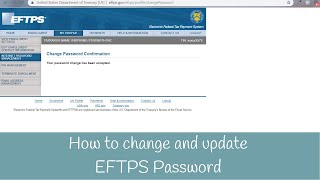 How To Change And Update Your Eftps Password For Quickbooks Youtube