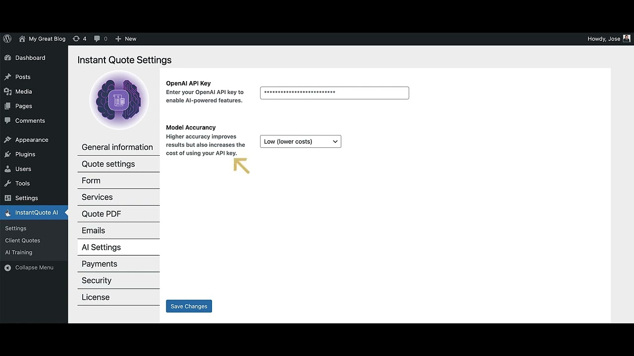 InstantQuote AI   AI Settings