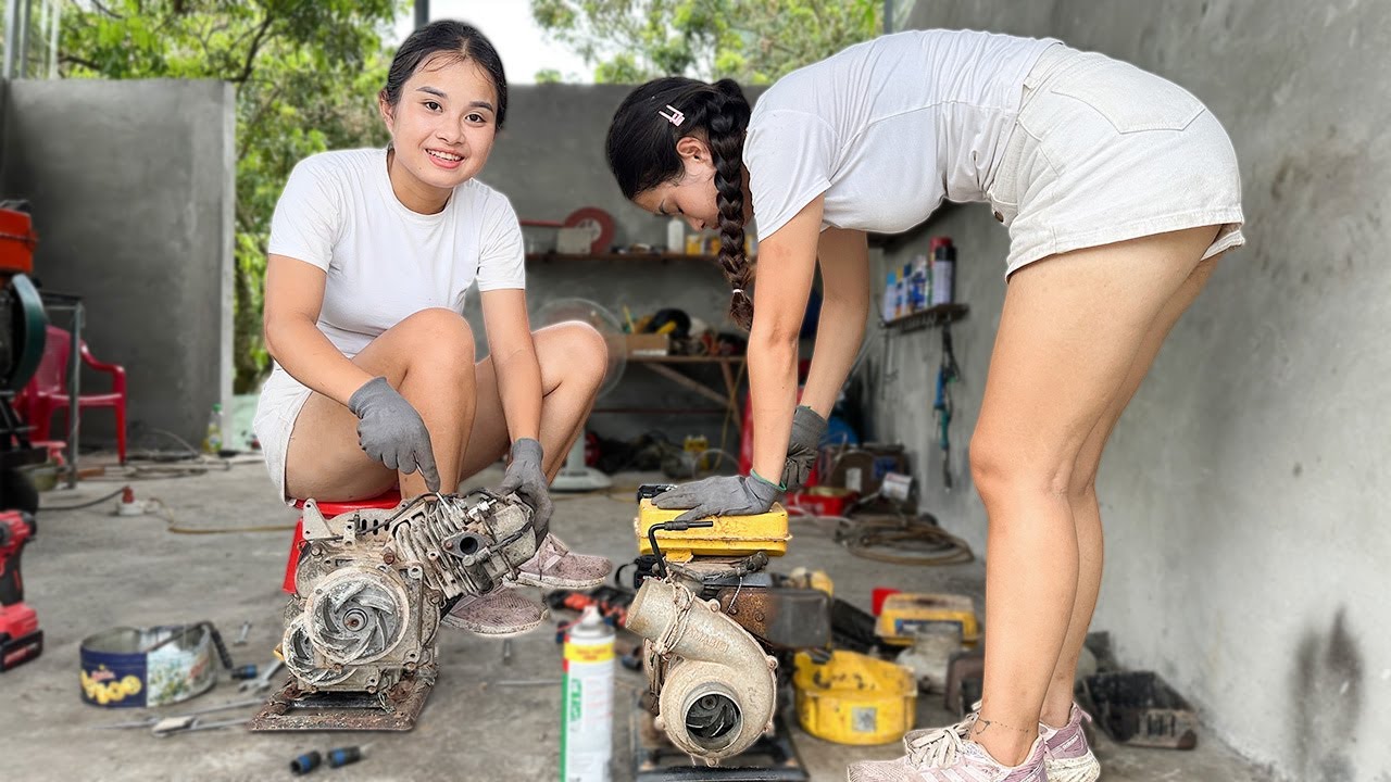 Talented 18-Year-Old Girl Restores Big Gasoline Water Pump – Full Rebuild From Start to Finish!