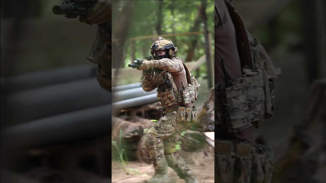 Airsoft Player Catches Enemy Sneaking Up - Clip 1358 