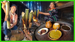 BUNORNG Minority! DAK DAM Primitive Cooking! PRONG Bamboo, Seyha V-I Visit Village In Jungle.