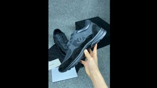 chanel low top trainer cc triple black suede 