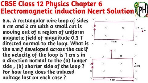 6.4. A rectangular wire loop of sides 8 cm and 2 cm with a small cut is moving out of a region