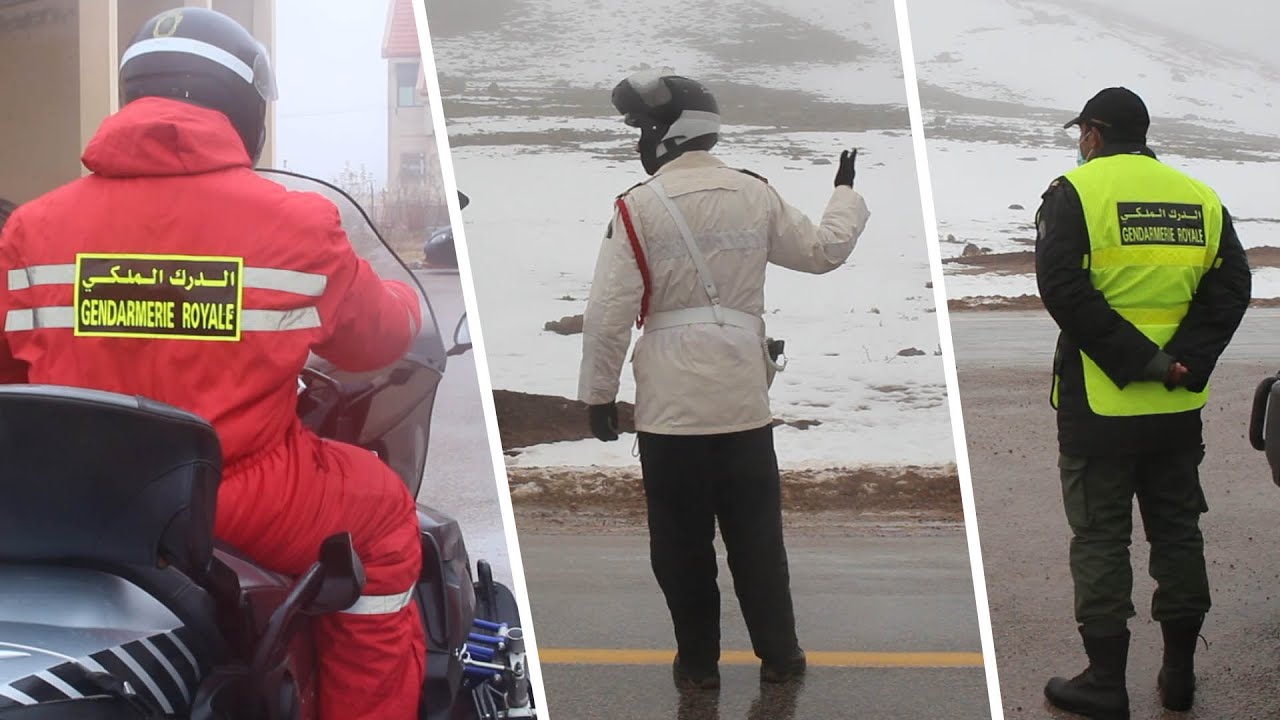وسط الثلوج والبرد القارس هكدا يسهر رجال الدرك الملكي على امن وسلامة المواطنين بنواحي افران