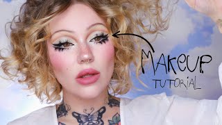 full face makeup tutorial/cut crease with a double wing